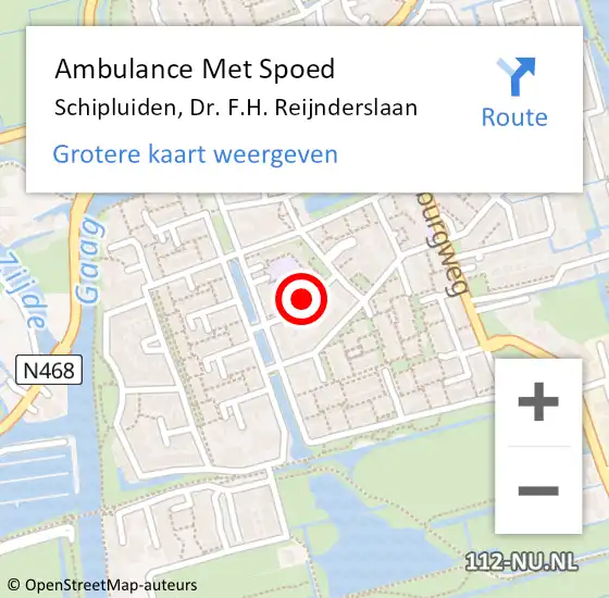 Locatie op kaart van de 112 melding: Ambulance Met Spoed Naar Schipluiden, Dr. F.H. Reijnderslaan op 13 april 2017 17:35