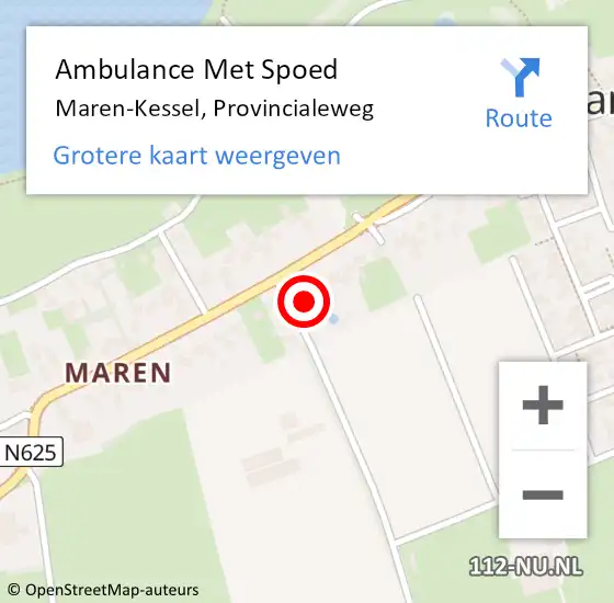 Locatie op kaart van de 112 melding: Ambulance Met Spoed Naar Maren-Kessel, Provincialeweg op 13 april 2017 18:06