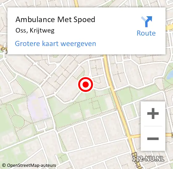 Locatie op kaart van de 112 melding: Ambulance Met Spoed Naar Oss, Krijtweg op 13 april 2017 18:22