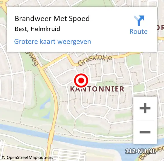 Locatie op kaart van de 112 melding: Brandweer Met Spoed Naar Best, Helmkruid op 13 april 2017 18:22