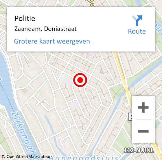 Locatie op kaart van de 112 melding: Politie Zaandam, Doniastraat op 13 april 2017 18:23