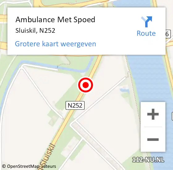 Locatie op kaart van de 112 melding: Ambulance Met Spoed Naar Sluiskil, N252 op 13 april 2017 18:30