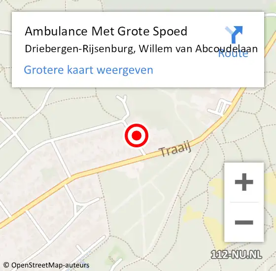 Locatie op kaart van de 112 melding: Ambulance Met Grote Spoed Naar Driebergen-Rijsenburg, Willem van Abcoudelaan op 13 april 2017 19:07