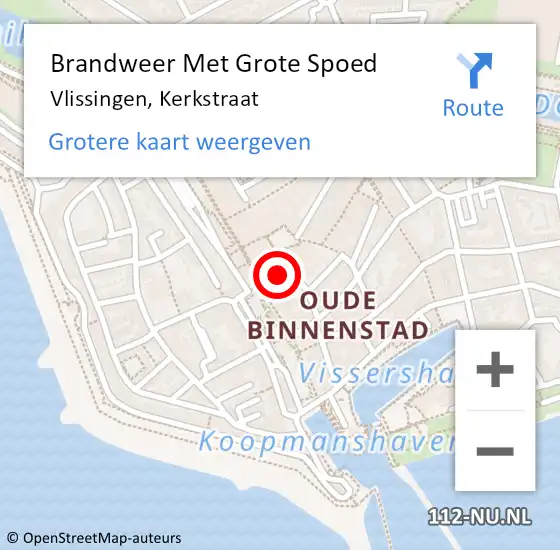 Locatie op kaart van de 112 melding: Brandweer Met Grote Spoed Naar Vlissingen, Kerkstraat op 13 april 2017 19:09