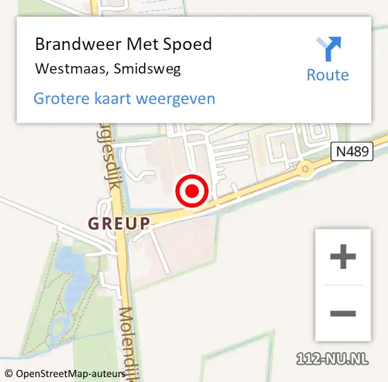 Locatie op kaart van de 112 melding: Brandweer Met Spoed Naar Westmaas, Smidsweg op 13 april 2017 19:24