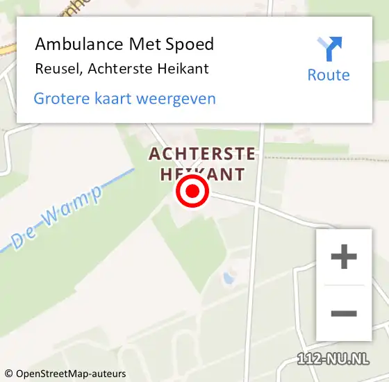 Locatie op kaart van de 112 melding: Ambulance Met Spoed Naar Reusel, Achterste Heikant op 13 april 2017 20:21