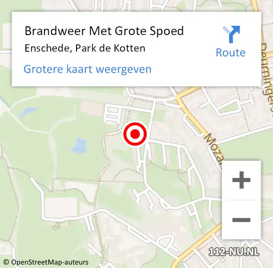 Locatie op kaart van de 112 melding: Brandweer Met Grote Spoed Naar Enschede, Park de Kotten op 13 april 2017 21:19