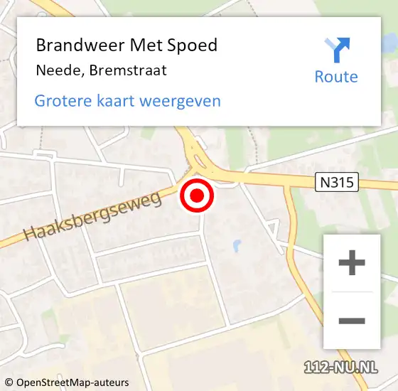 Locatie op kaart van de 112 melding: Brandweer Met Spoed Naar Neede, Bremstraat op 13 april 2017 22:20