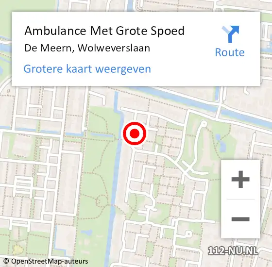 Locatie op kaart van de 112 melding: Ambulance Met Grote Spoed Naar De Meern, Wolweverslaan op 13 april 2017 23:00