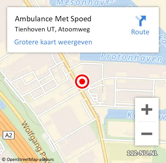 Locatie op kaart van de 112 melding: Ambulance Met Spoed Naar Tienhoven UT, Atoomweg op 13 april 2017 23:14