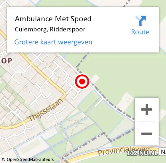 Locatie op kaart van de 112 melding: Ambulance Met Spoed Naar Culemborg, Ridderspoor op 13 april 2017 23:18