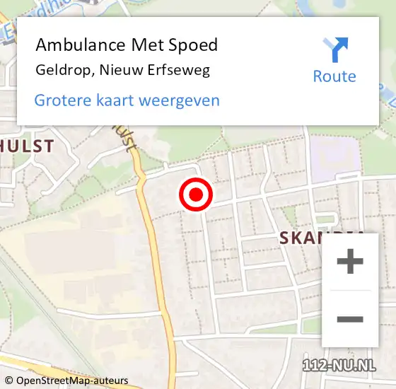 Locatie op kaart van de 112 melding: Ambulance Met Spoed Naar Geldrop, Nieuw Erfseweg op 13 april 2017 23:19