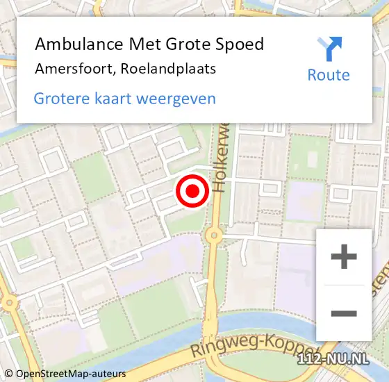 Locatie op kaart van de 112 melding: Ambulance Met Grote Spoed Naar Amersfoort, Roelandplaats op 14 april 2017 00:06