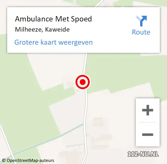 Locatie op kaart van de 112 melding: Ambulance Met Spoed Naar Milheeze, Kaweide op 14 april 2017 00:59