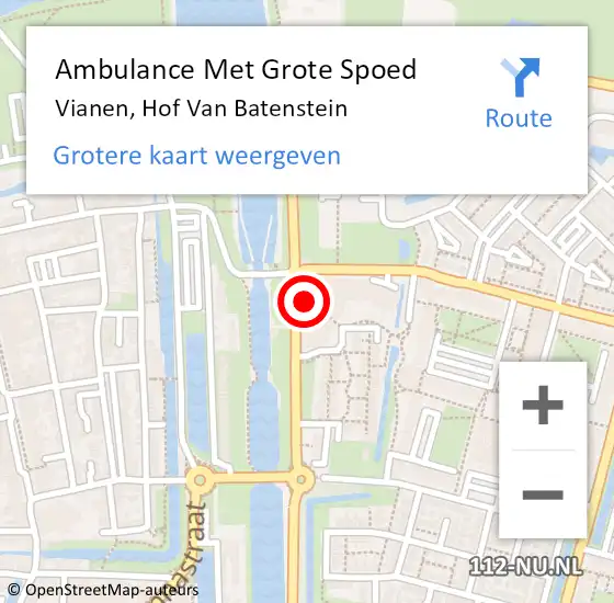 Locatie op kaart van de 112 melding: Ambulance Met Grote Spoed Naar Tienhoven UT, Hof op 14 april 2017 02:27