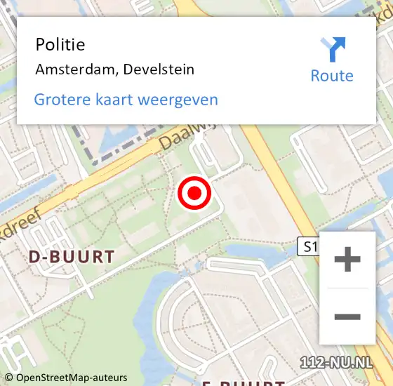 Locatie op kaart van de 112 melding: Politie Amsterdam, Develstein op 14 april 2017 02:30