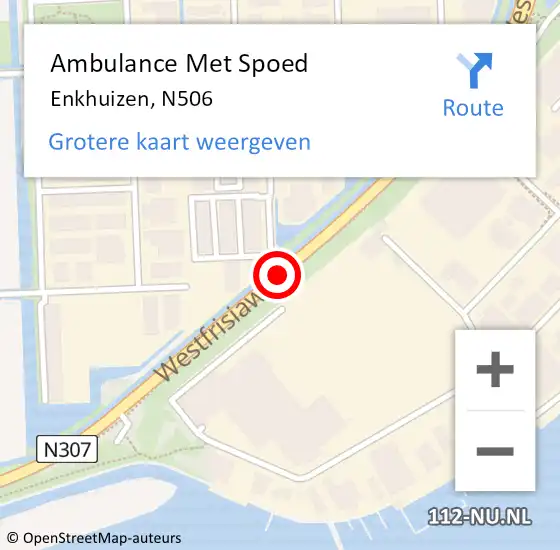 Locatie op kaart van de 112 melding: Ambulance Met Spoed Naar Enkhuizen, N506 op 14 april 2017 03:12