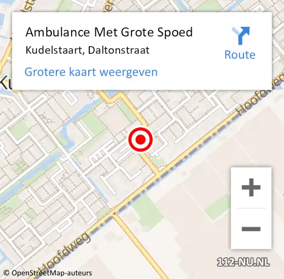 Locatie op kaart van de 112 melding: Ambulance Met Grote Spoed Naar Kudelstaart, Daltonstraat op 14 april 2017 03:48