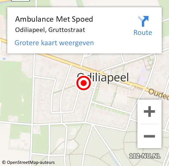 Locatie op kaart van de 112 melding: Ambulance Met Spoed Naar Odiliapeel, Gruttostraat op 14 april 2017 05:32