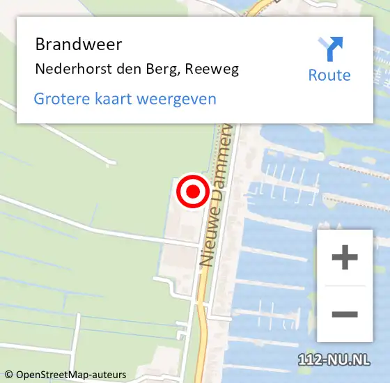 Locatie op kaart van de 112 melding: Brandweer Nederhorst den Berg, Reeweg op 14 april 2017 05:50