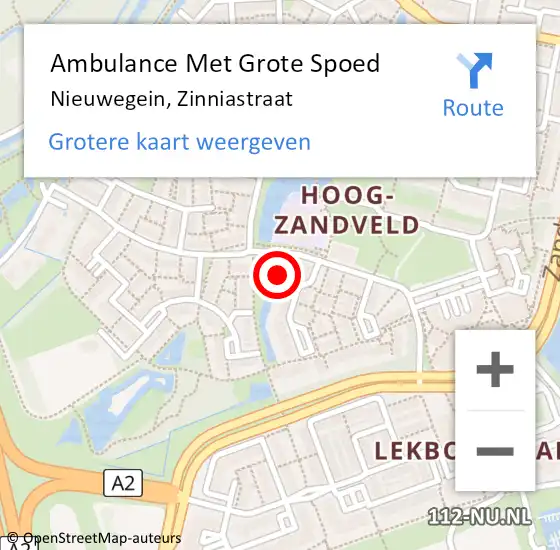 Locatie op kaart van de 112 melding: Ambulance Met Grote Spoed Naar Nieuwegein, Zinniastraat op 14 april 2017 06:08