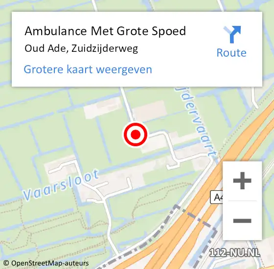 Locatie op kaart van de 112 melding: Ambulance Met Grote Spoed Naar Oud Ade, Zuidzijderweg op 14 april 2017 06:21