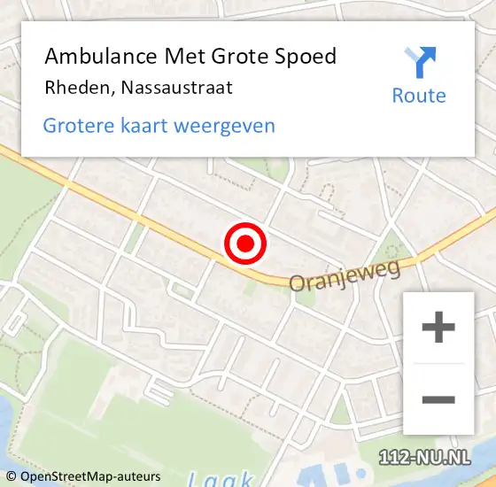 Locatie op kaart van de 112 melding: Ambulance Met Grote Spoed Naar Rheden, Nassaustraat op 14 april 2017 07:25