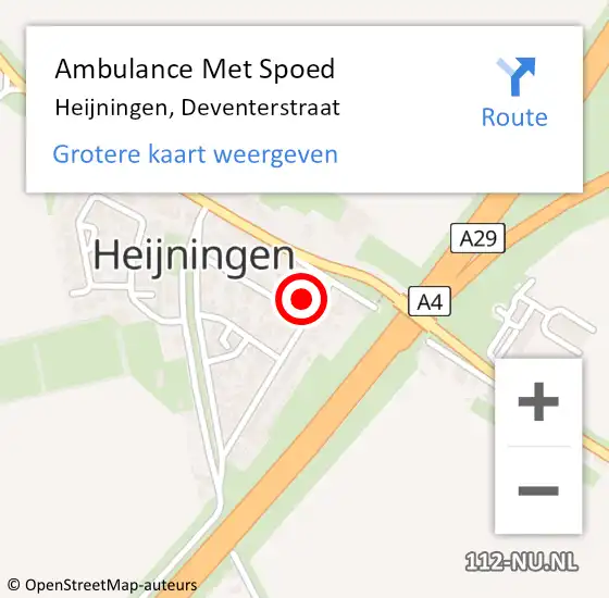 Locatie op kaart van de 112 melding: Ambulance Met Spoed Naar Heijningen, Deventerstraat op 14 april 2017 07:52