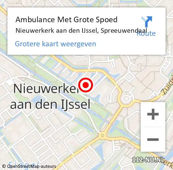 Locatie op kaart van de 112 melding: Ambulance Met Grote Spoed Naar Nieuwerkerk aan den IJssel, Spreeuwendaal op 14 april 2017 08:04