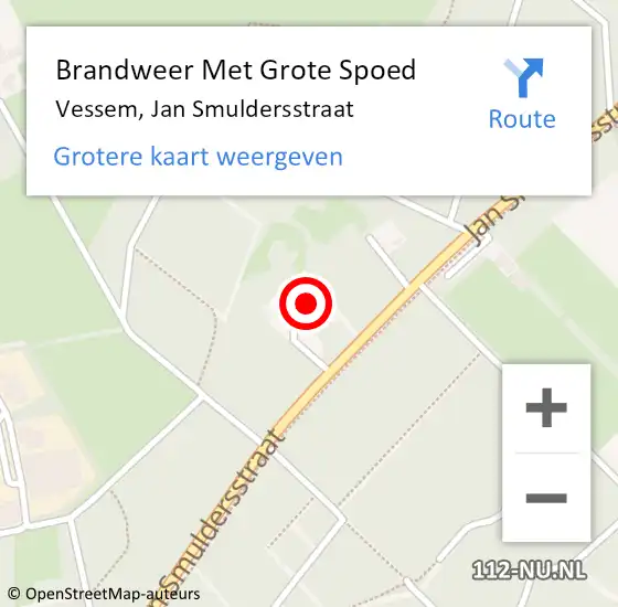 Locatie op kaart van de 112 melding: Brandweer Met Grote Spoed Naar Vessem, Jan Smuldersstraat op 14 april 2017 08:25