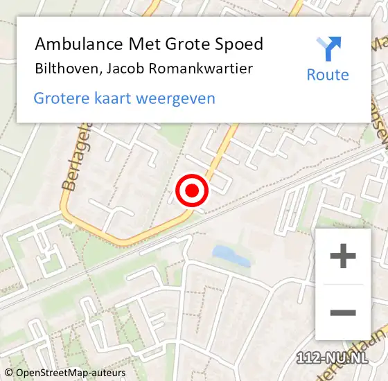 Locatie op kaart van de 112 melding: Ambulance Met Grote Spoed Naar Bilthoven, Jacob Romankwartier op 14 april 2017 09:28