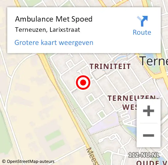 Locatie op kaart van de 112 melding: Ambulance Met Spoed Naar Terneuzen, Larixstraat op 14 april 2017 09:30