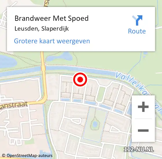 Locatie op kaart van de 112 melding: Brandweer Met Spoed Naar Leusden, Slaperdijk op 14 april 2017 10:25