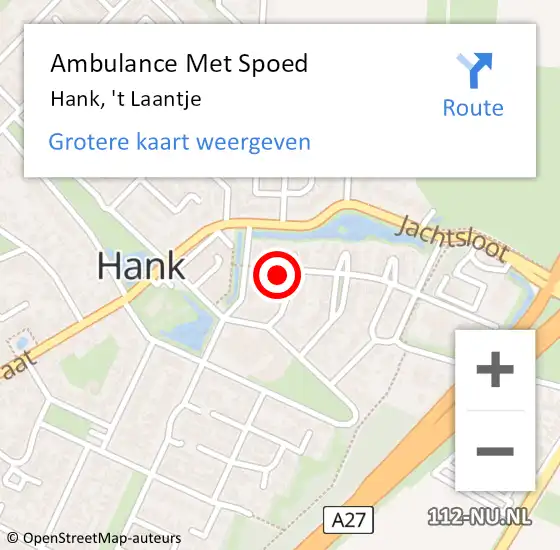 Locatie op kaart van de 112 melding: Ambulance Met Spoed Naar Hank, 't Laantje op 14 april 2017 12:03