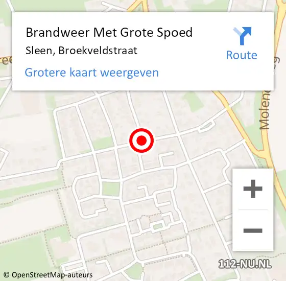 Locatie op kaart van de 112 melding: Brandweer Met Grote Spoed Naar Sleen, Broekveldstraat op 14 april 2017 12:10