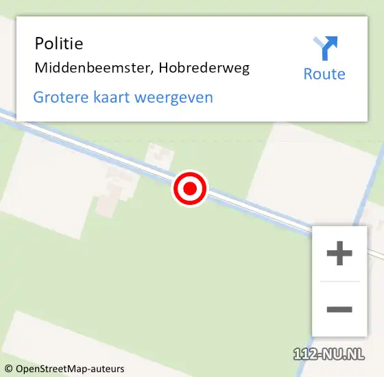 Locatie op kaart van de 112 melding: Politie Middenbeemster, Hobrederweg op 14 april 2017 12:47