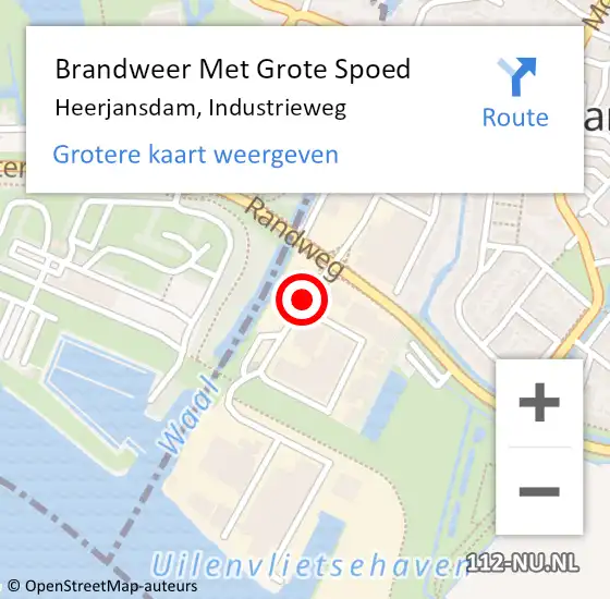 Locatie op kaart van de 112 melding: Brandweer Met Grote Spoed Naar Heerjansdam, Industrieweg op 14 april 2017 13:05