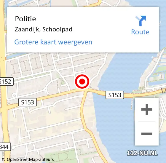 Locatie op kaart van de 112 melding: Politie Zaandijk, Schoolpad op 14 april 2017 13:18