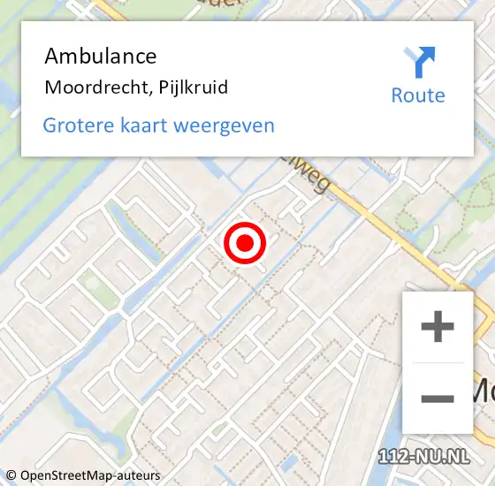 Locatie op kaart van de 112 melding: Ambulance Moordrecht, Pijlkruid op 14 april 2017 13:39