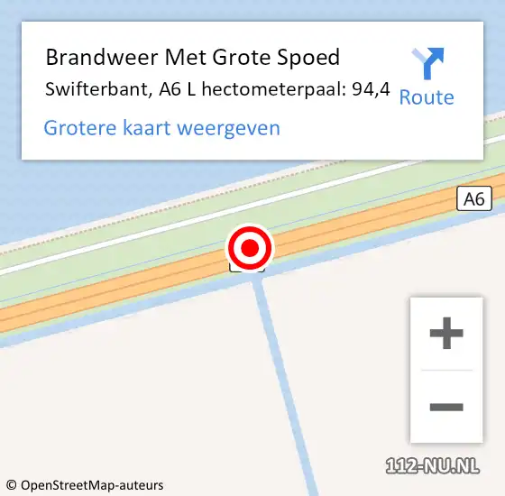 Locatie op kaart van de 112 melding: Brandweer Met Grote Spoed Naar Swifterbant, A6 R hectometerpaal: 94,7 op 14 april 2017 13:43