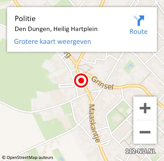 Locatie op kaart van de 112 melding: Politie Den Dungen, Heilig Hartplein op 17 januari 2014 08:27