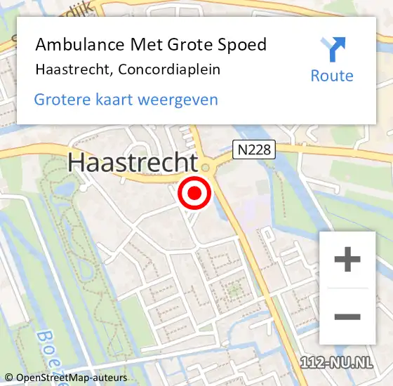 Locatie op kaart van de 112 melding: Ambulance Met Grote Spoed Naar Haastrecht, Concordiaplein op 14 april 2017 14:10