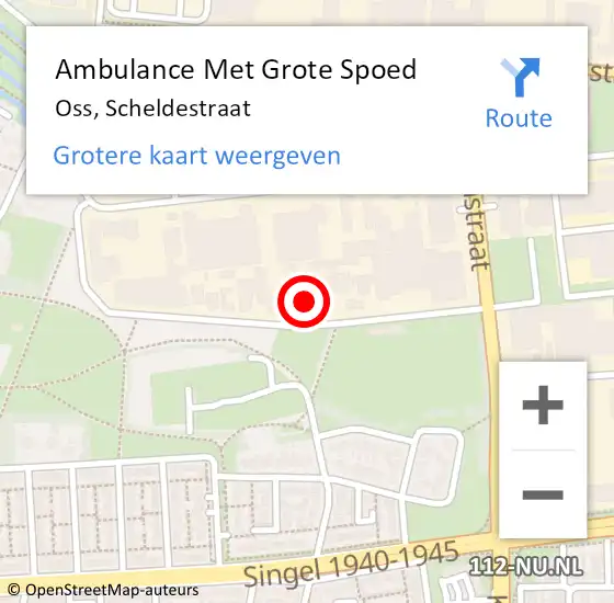 Locatie op kaart van de 112 melding: Ambulance Met Grote Spoed Naar Oss, Scheldestraat op 14 april 2017 14:21