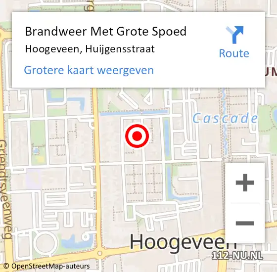 Locatie op kaart van de 112 melding: Brandweer Met Grote Spoed Naar Hoogeveen, Huijgensstraat op 14 april 2017 14:47