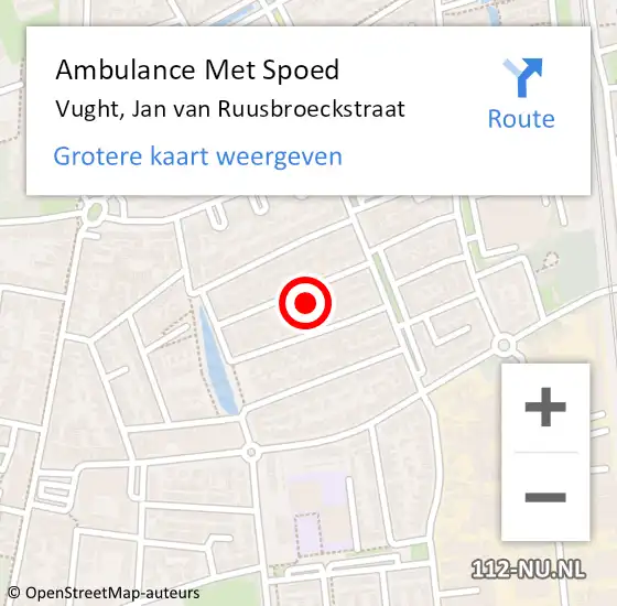 Locatie op kaart van de 112 melding: Ambulance Met Spoed Naar Vught, Jan van Ruusbroeckstraat op 14 april 2017 14:53