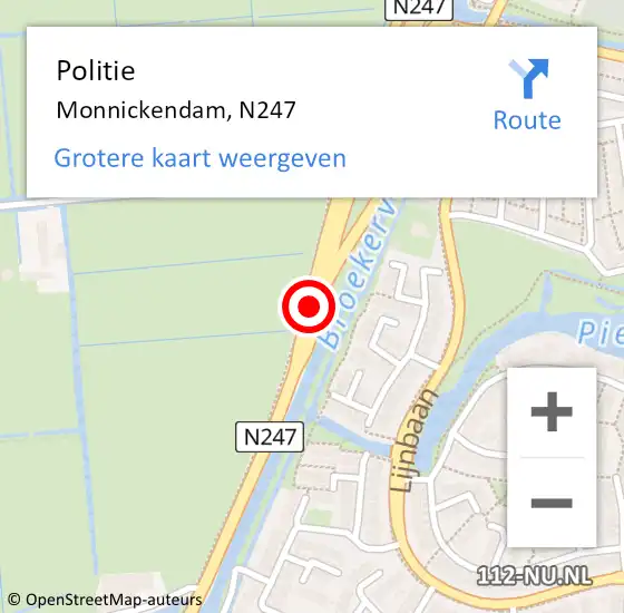 Locatie op kaart van de 112 melding: Politie Monnickendam, N247 op 14 april 2017 15:24