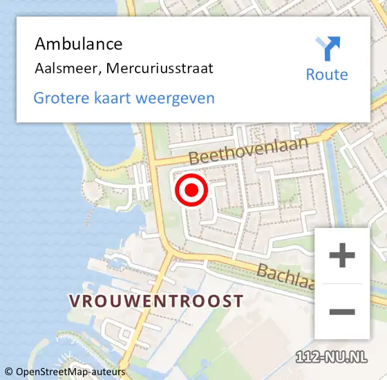 Locatie op kaart van de 112 melding: Ambulance Aalsmeer, Mercuriusstraat op 14 april 2017 16:25