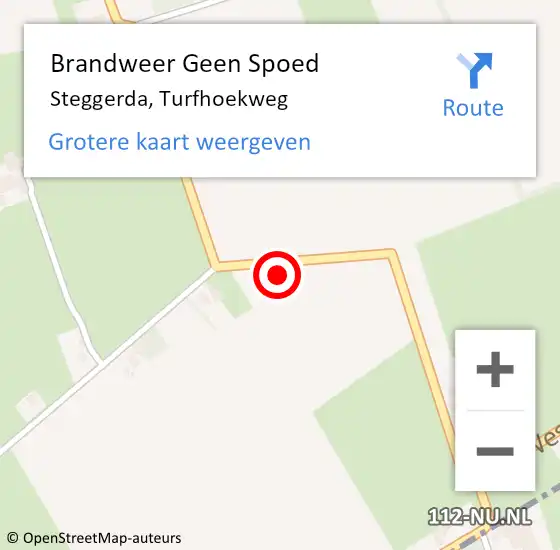 Locatie op kaart van de 112 melding: Brandweer Geen Spoed Naar Steggerda, Turfhoekweg op 14 april 2017 17:05