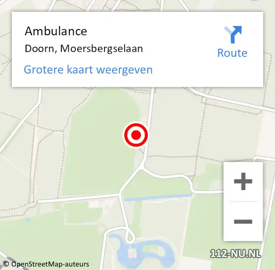 Locatie op kaart van de 112 melding: Ambulance Doorn, Moersbergselaan op 14 april 2017 17:23