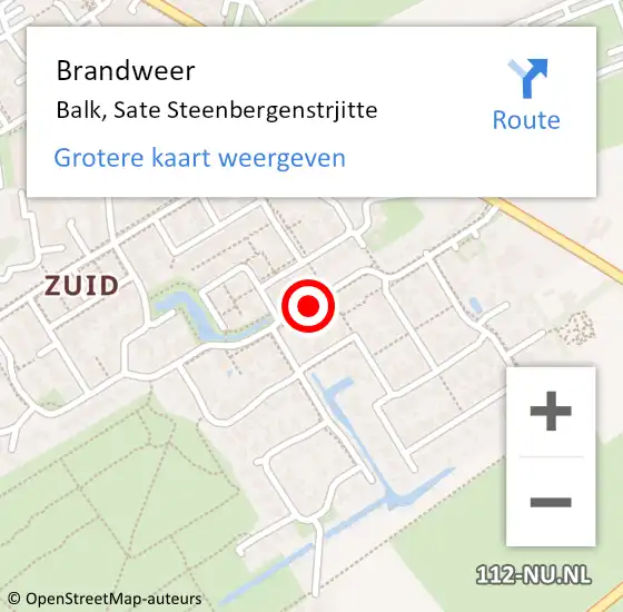 Locatie op kaart van de 112 melding: Brandweer Balk, Sate Steenbergenstrjitte op 14 april 2017 17:23